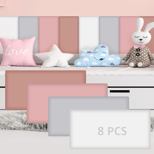 Hahafelt 8 Pack Wall Padding Headboard 15.75" x 7.87" x 1.18" Pink Colors by Hahafelt