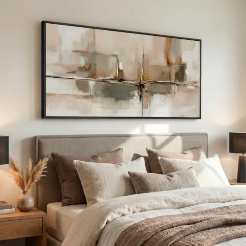 Large Framed Neutral Abstract Wall Art - Image 2