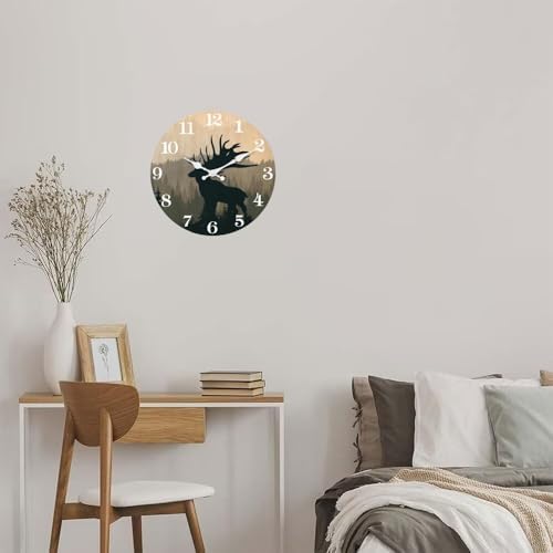 XFM Rustic Cabin Deer Wall Clock 10 Inch Farmhouse - Image 4