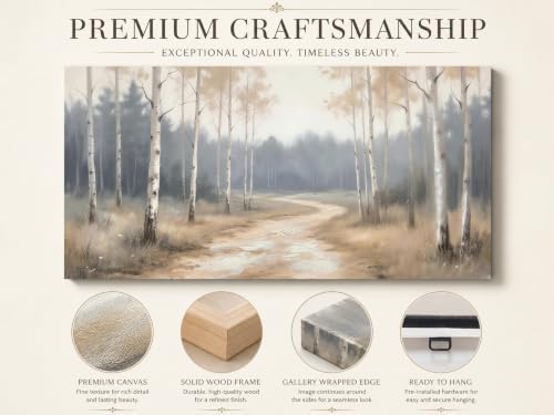 Arjun Landscape Wall Art Forest Tree Canvas Painting Large Framed 40"x20" - Image 5