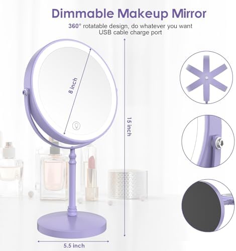 DEIOVWXS Makeup Mirror, Rechargeable Vanity Mirror - Image 5