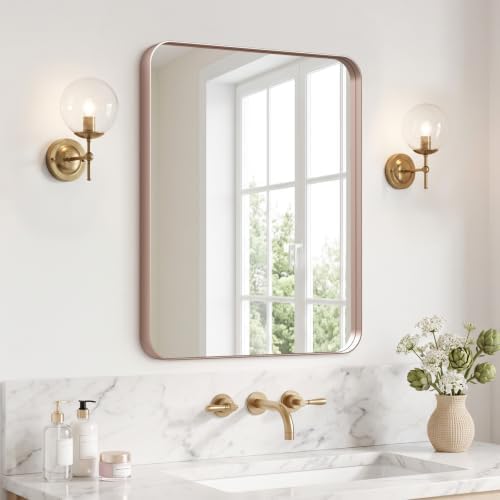 Kosmonia 20x16 Inch Bathroom Vanity Mirror Brushed Rose Gold by Kosmonia