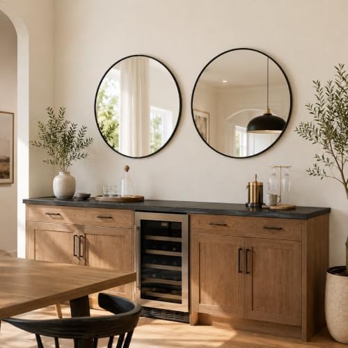 USHOWER 2 Pack 24 Inch Round Bathroom Mirrors - Image 5