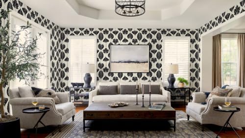 Dimoon Modern Peel and Stick Wallpaper Black and Cream Leaf Contact Paper - Image 6