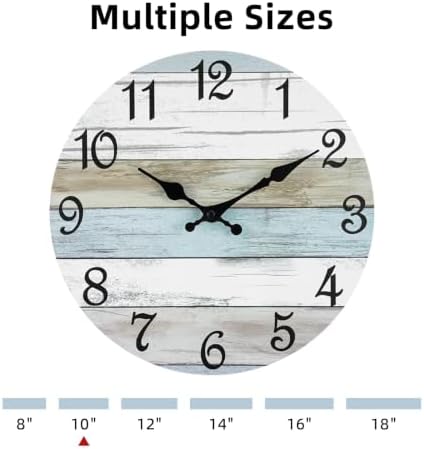 CHYLIN Wall Clock Silent Non-Ticking Battery Operated Rustic Coastal 10" - Image 4