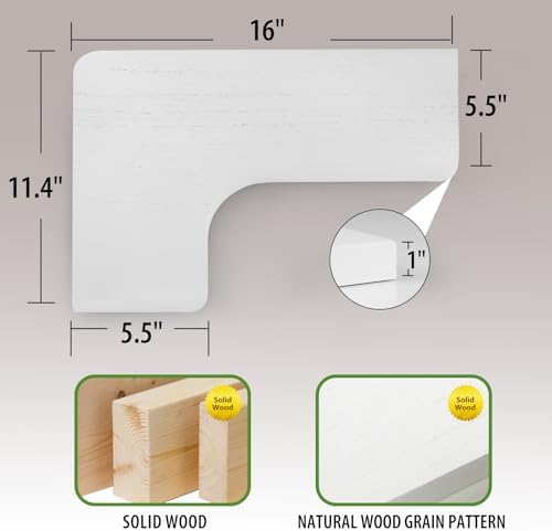 SAUMONIERES Corner Floating Shelves Wall Mount Shelf Solid Wood - Image 3