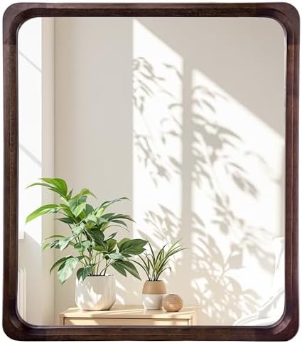 Tanmicoshomy Solid Wood Bathroom Mirror 30 x 30 Inch, Rectangle Mirrors by Tanmicoshomy