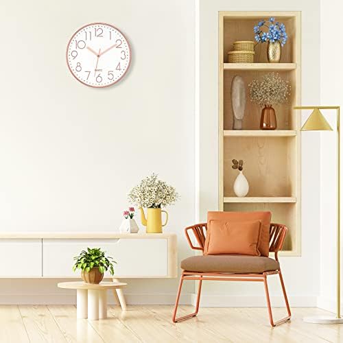 Foxtop 10" Modern Wall Clock Silent Battery Operated Rose Gold Clock - Image 4