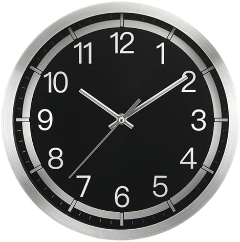 Silent Wall Clock Battery Operated, Modern Metal Wall Clock Decorative by Fzybstim