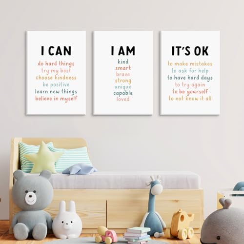 Kids Affirmation Wall Art Positive Canvas Wall Decor Inspirational Quotes - Image 4