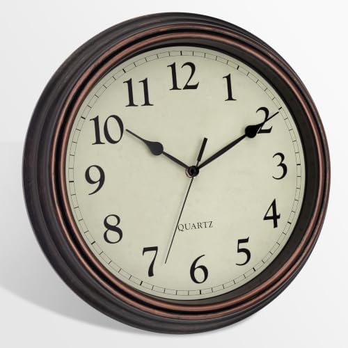 Retro Wall Clock Battery Operated Silent Clock 14" Bronze - Image 4