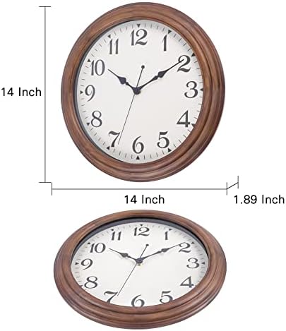 14 Inch Wood Wall Clock Retro Wooden Wall Clocks Battery Operated - Image 5