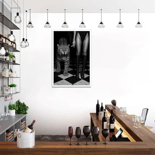 Black And White Leopard Poster Trendy Women Boots Canvas Wall Art Bold Glam - Image 4