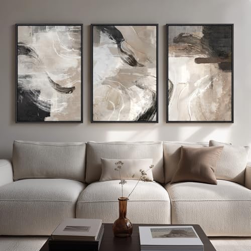 Large Framed Neutral Modern Abstract Wall Art by Cuspin