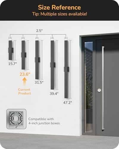 EDISHINE 23.6" Modern Outdoor Wall Light - Image 2