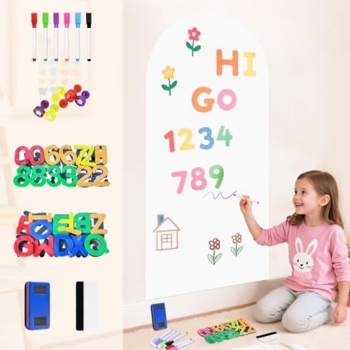 Arch Magnetic Wall Decal 39.3x17.5 Inch White Magnetic Chalk Board Sticker by OMKSIH