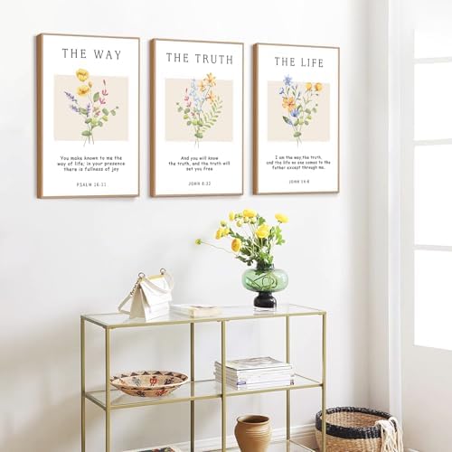 CHDITB Bible Verse Floral Framed Canvas Wall Art Set, Scripture Wall Decor - Image 3