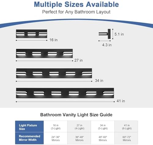 Modern LED Small Black Acrylic Bathroom Lights Fixtures 3-Light - Image 2