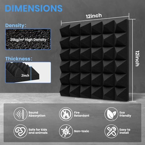 Focusound 26 Pack Sound Proof Foam Panels - Image 7