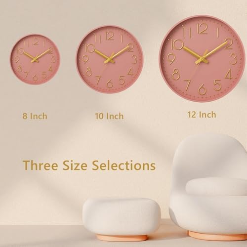 DAXSMY Wall Clock 12 Inch Pink Decorative, Battery Operated Silent - Image 5