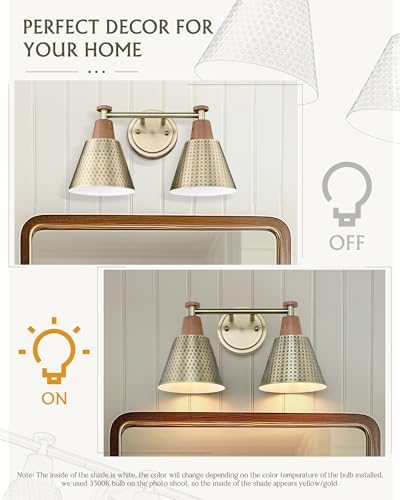 FEMILA 2 Light Bathroom Vanity Light Fixtures Over Mirror, Modern Brass Gold - Image 6