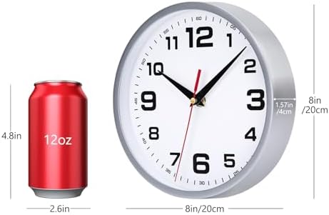 Wall Clock Silent Non-Ticking 8 Inch Clocks Battery Operated - Image 3