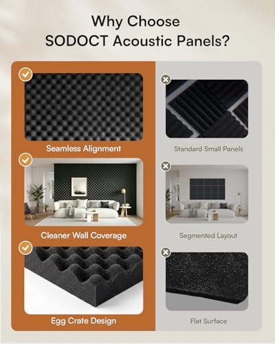 SODOCT 4 Pack Large Egg Crate Acoustic Foam Panels, Professional Sound - Image 4