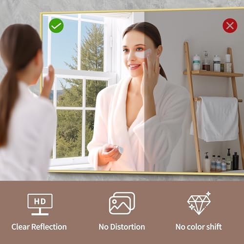 YIROMAN Bathroom Mirror 72"x30", Large Brushed Gold Bathroom Mirror - Image 6