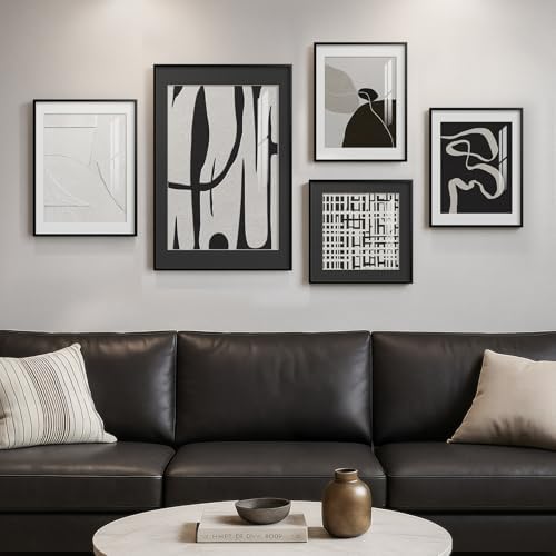 Framed Black and White Modern Abstract Wall Art - Image 3