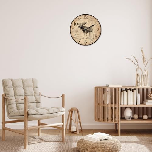 Moose Wooden Wall Clock 14 Inch Silent Non-Ticking - Image 4