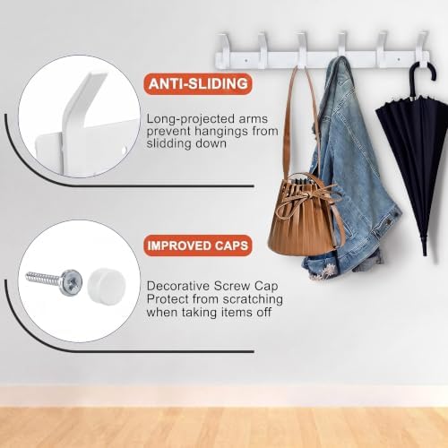 Coat Rack Wall Mounted, 6 Coat Hooks - Image 2