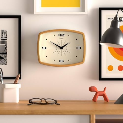 JONES CLOCKS® Movie wall Clock | Rectangular Retro Clock | 10" | Mustard Yellow - Image 3