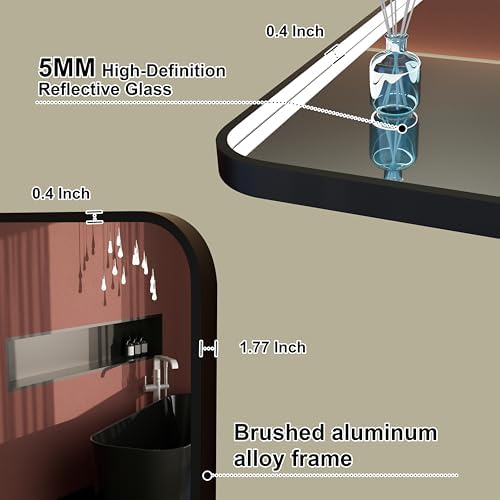48"x36" Black LED Bathroom Mirror - Image 5