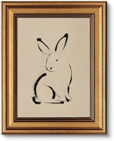 VIYYIEA Vintage Gold Framed Wall Art, Minimalist Rabbit, 8x10 Inch by VIYYIEAART