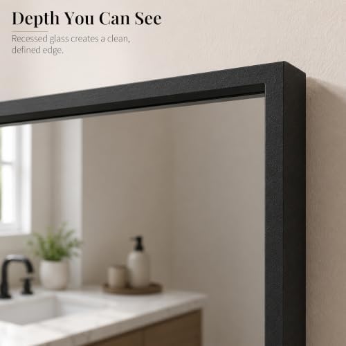 24 x 36 Inch Matte Black Framed Rectangle Bathroom Vanity Mirror - Image 2