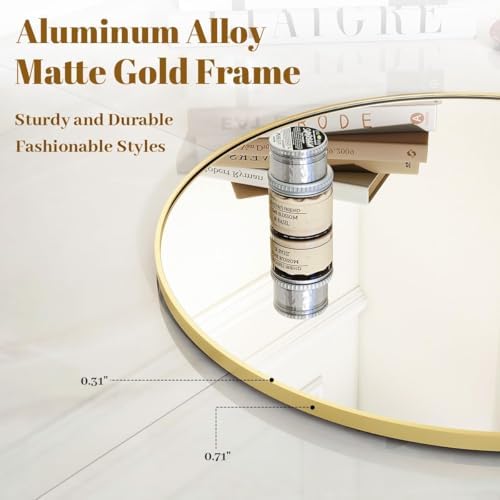 VooBang Large Gold Round Bathroom Mirror 48" - Image 3