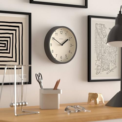 JONES CLOCKS® Spin wall Clock | Small Modern Round Clock | 8" | Dark Gray | - Image 4