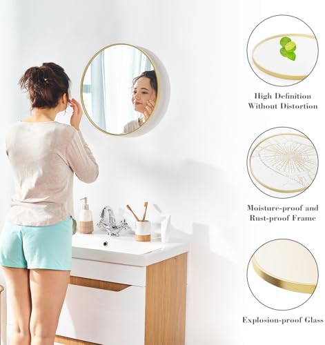 NEWBULIG 20 Inch Round Bathroom Mirror, Wall Mount Vanity Mirror - Image 4