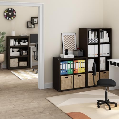 Furinno CUBICLE 8-Cube Book Shelf, Extra Thick Frame Bookshelf, Dark Oak - Image 6