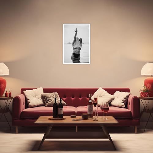 Enveable Retro Feminist Middle Finger Posters Black And White Canvas Wall Art - Image 3