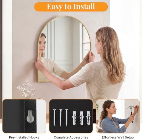 Sweetcrispy 31"x32" Arched Bathroom Mirror, Bathroom Mirrors - Image 6