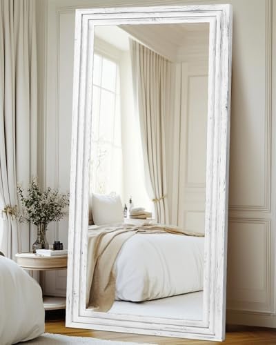 76x34in Full Length Mirror, 3-Tier Stepped Solid Wood Frame - Image 6