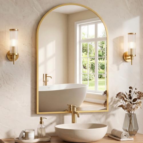 NEWBULIG 26"X38" Arched Bathroom Mirror by NEWBULIG