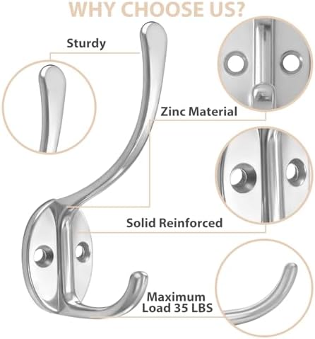 Homanu 10 Pack Coat Hooks Wall Mounted - Image 3