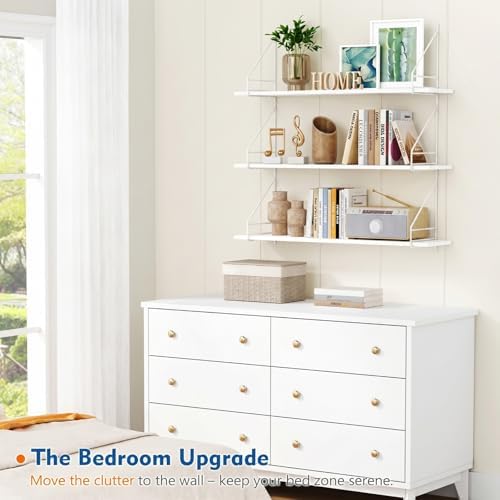 White Floating Shelves for Wall 36 Inch Long, Large Wall Book Shelf Unit - Image 6