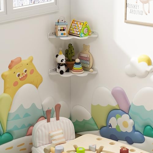 Cloud Corner Shelf Wall Mount, 2-Tier Floating Wavy Corner Wall Shelves - Image 4