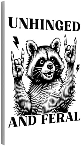 InkFlow Posters Feral Raccoon Fun Canvas Poster by InkFlowPosters