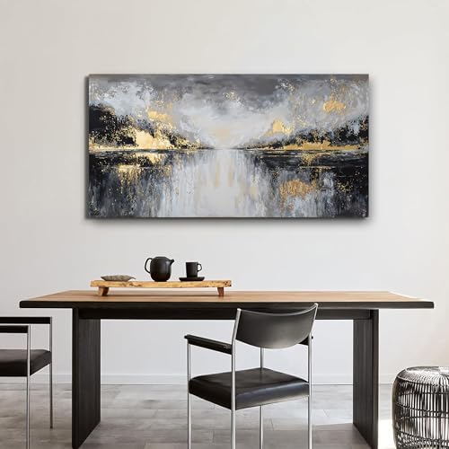 YISXINOAG Black Gold Abstract Wall Art Modern Canvas Artwork Print 20"X40" - Image 6