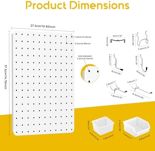 Pegboard Organizer Kit, 6 Pack 14.76x10.82 in Metal Panels - Image 3