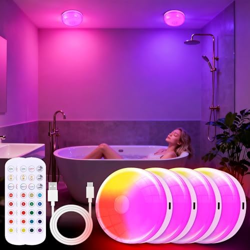 4-Pack Waterproof Shower Light No Wiring, Rechargeable Shower Lamp by Unknown